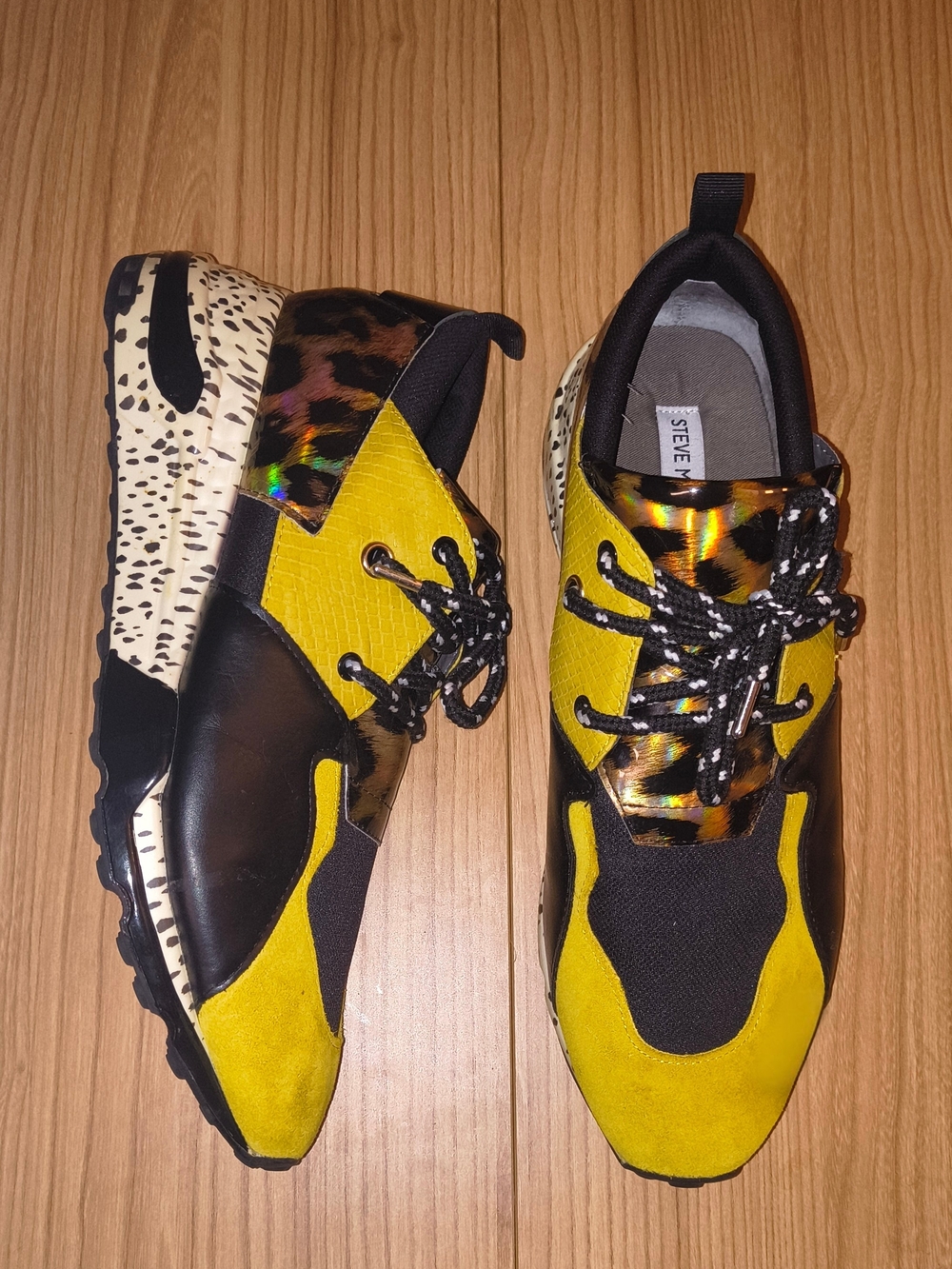 Steve Madden Cliff Yellow Leopard Accent Sneakers